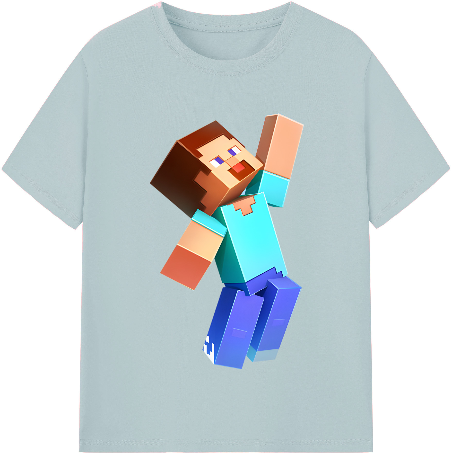（画像用） マインクラフト ブロックの世界 Minecraft MC Block world 綿100％半袖Tシャツ（フロントプリント）